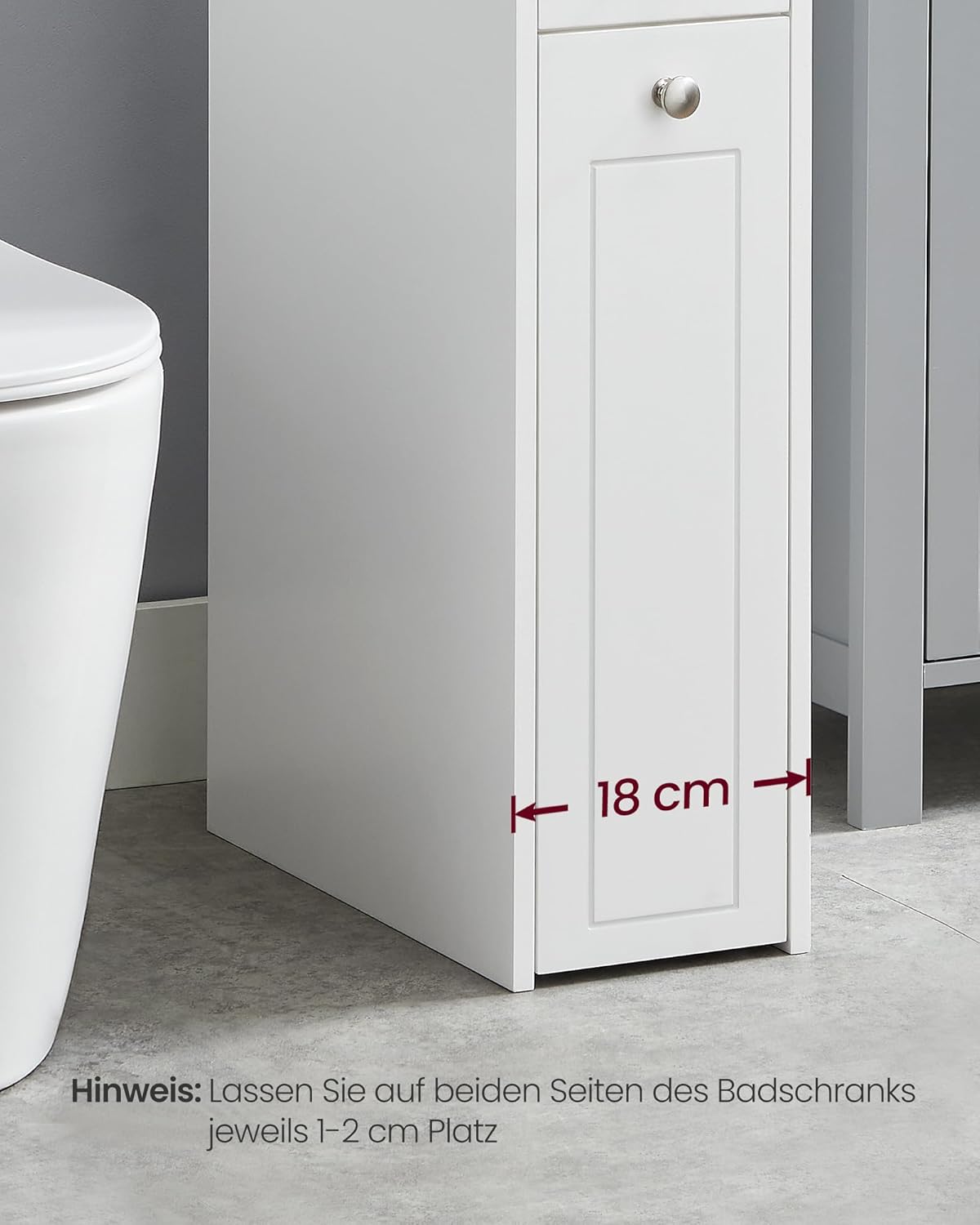 VASAGLE Badezimmerschrank klein, Badschrank schmal, weiß | Kleiner Schrank für Toilettenpapier, Toilettenschrank mit Schubladen, Aufbewahrungsschrank stehend, BBC847P31 — Ansicht 4
