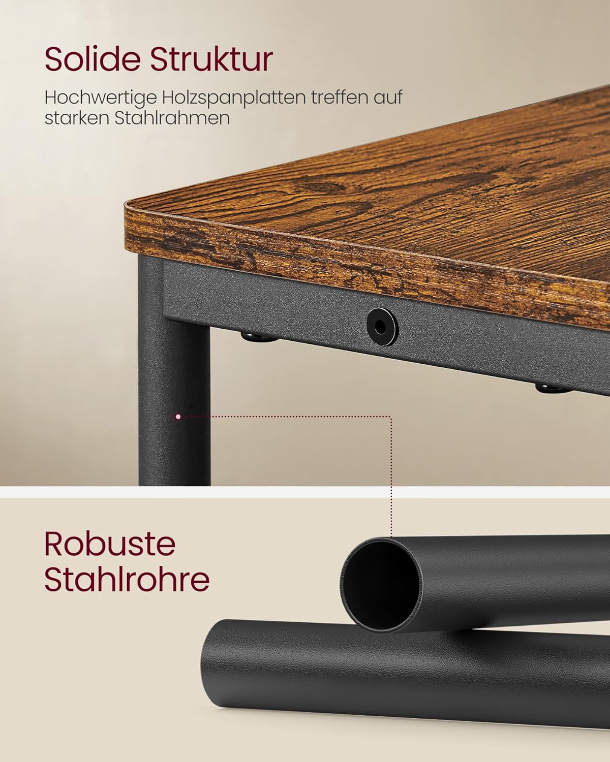 VASAGLE Beistelltisch schmal, Nachttisch mit Ladefunktion, Couchtisch klein, 3 Ablagen, Zeitschriftenhalter, für Wohnzimmer, Schlafzimmer, Arbeitszimmer, vintagebraun-tintenschwarz LET335K02 — Ansicht 6