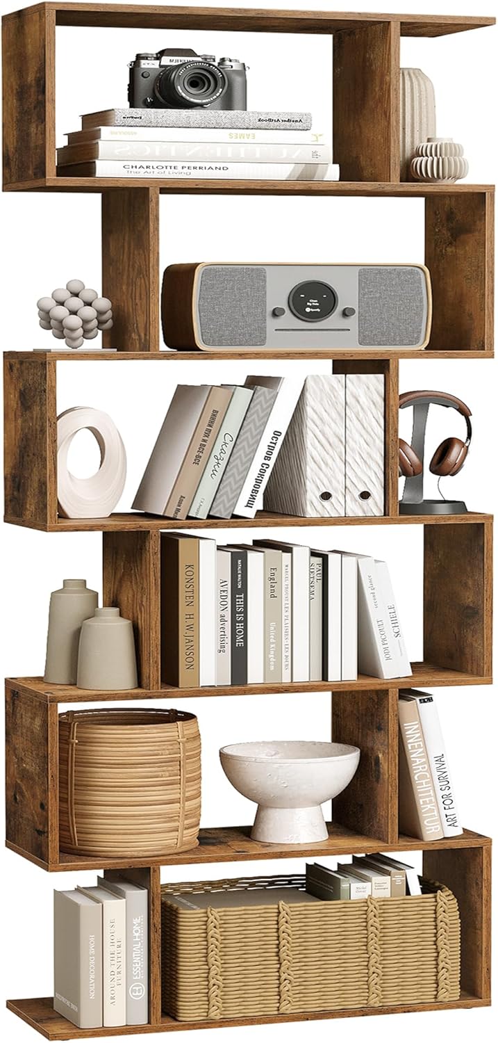 VASAGLE Bücherregal mit 6 Ebenen, Standregal, freistehend | CUSTOS Kollektion, Büroregal, Dekoregal, zur Präsentation, modern, LBC61BXV1