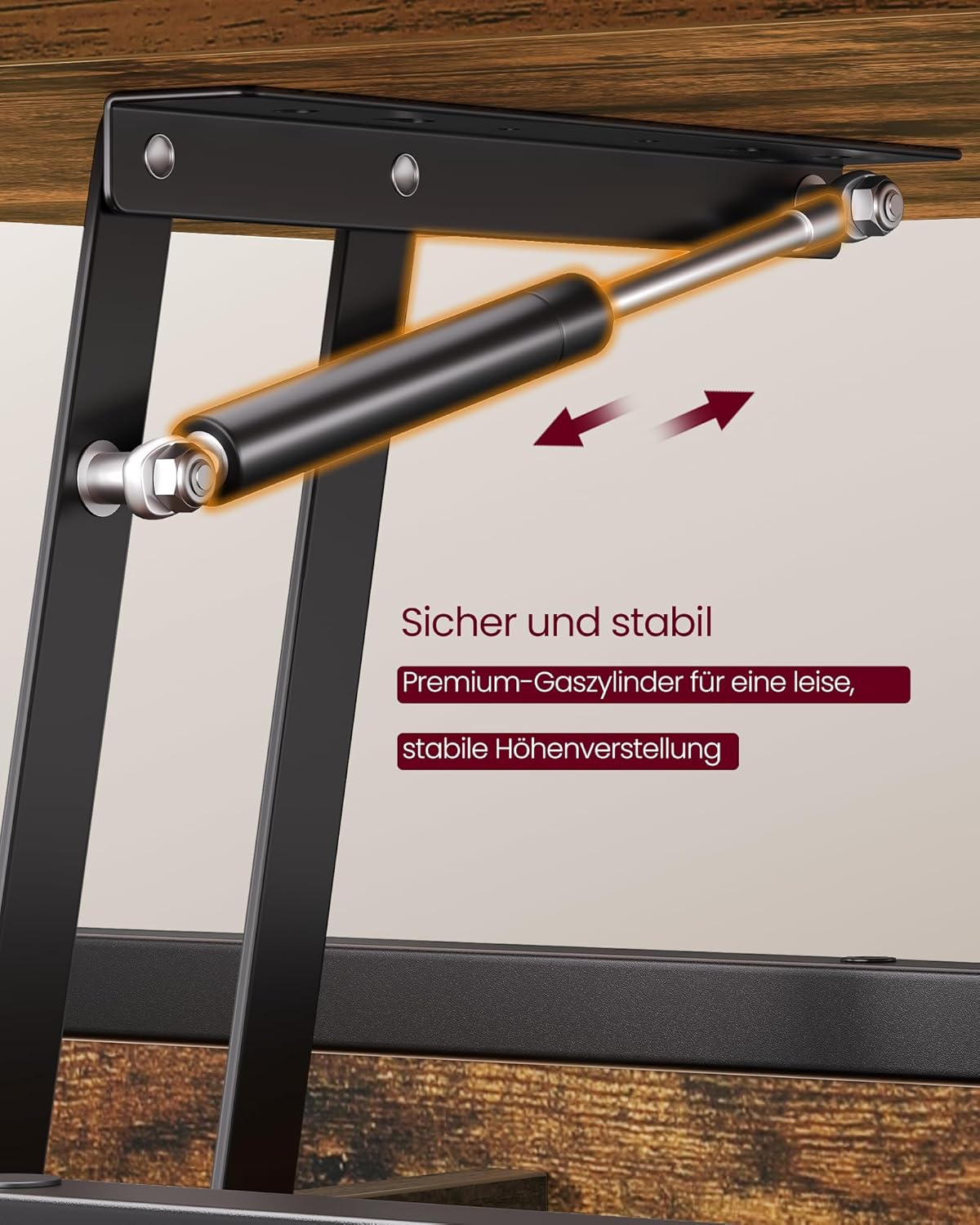 VASAGLE Couchtisch, höhenverstellbarer Wohnzimmertisch, Kaffeetisch, mit offenem Fach und versteckten Fächern, 50 x 100 cm, vintagebraun-tintenschwarz LCT261KD02 — Ansicht 6