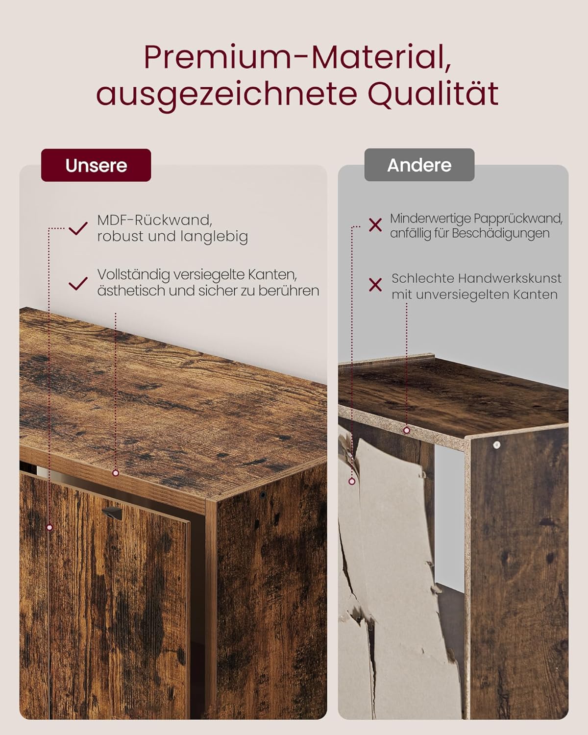 VASAGLE Custos Collection - Bücherregal, 6-stöckiges hohes Regal, Standregal mit Türen, offenes Aufbewahrungsregal, 24 x 60 x 175 cm, für Wohnzimmer, Homeoffice, Esszimmer, vintagebraun LBC402K01 — Ansicht 6