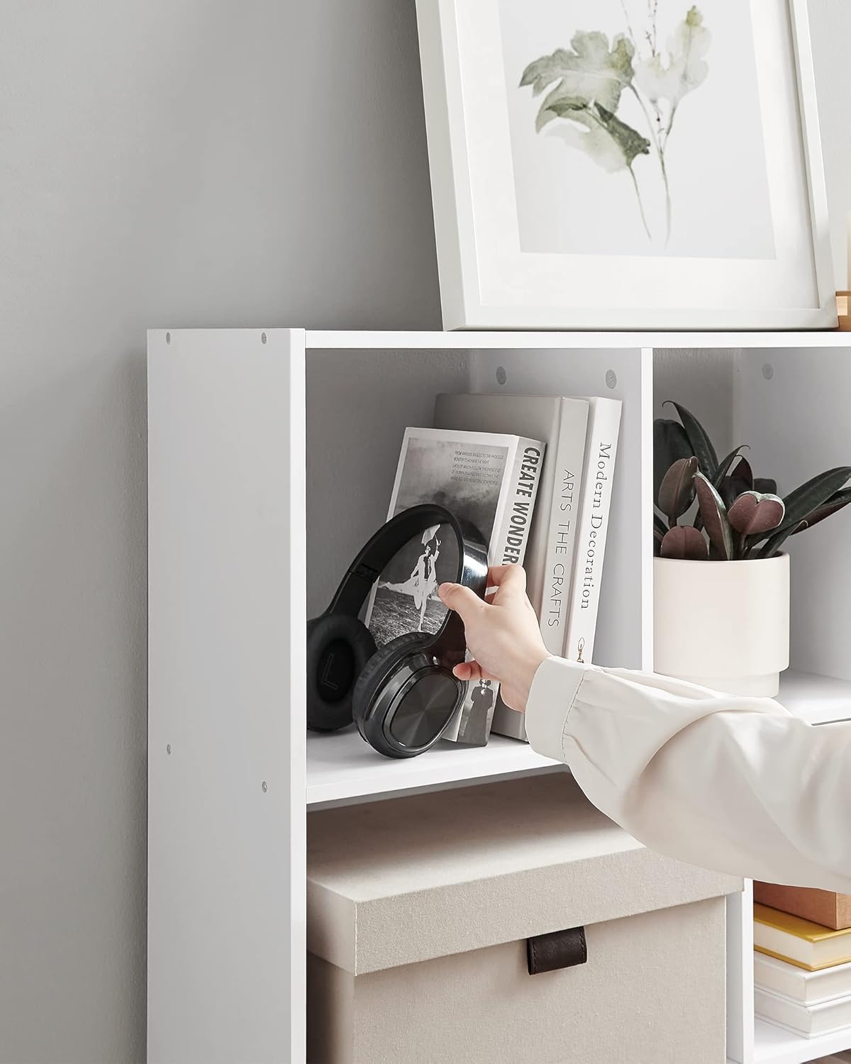 VASAGLE Custos Kollektion - Bücherregal, Regal, Würfelregal, Standregal, 11 offene Fächer, horizontal, vertikal oder kopfüber verwendbar, 30 x 126 x 100 cm, Wohnzimmer, Büro, weiß LBC054T14 — Ansicht 6