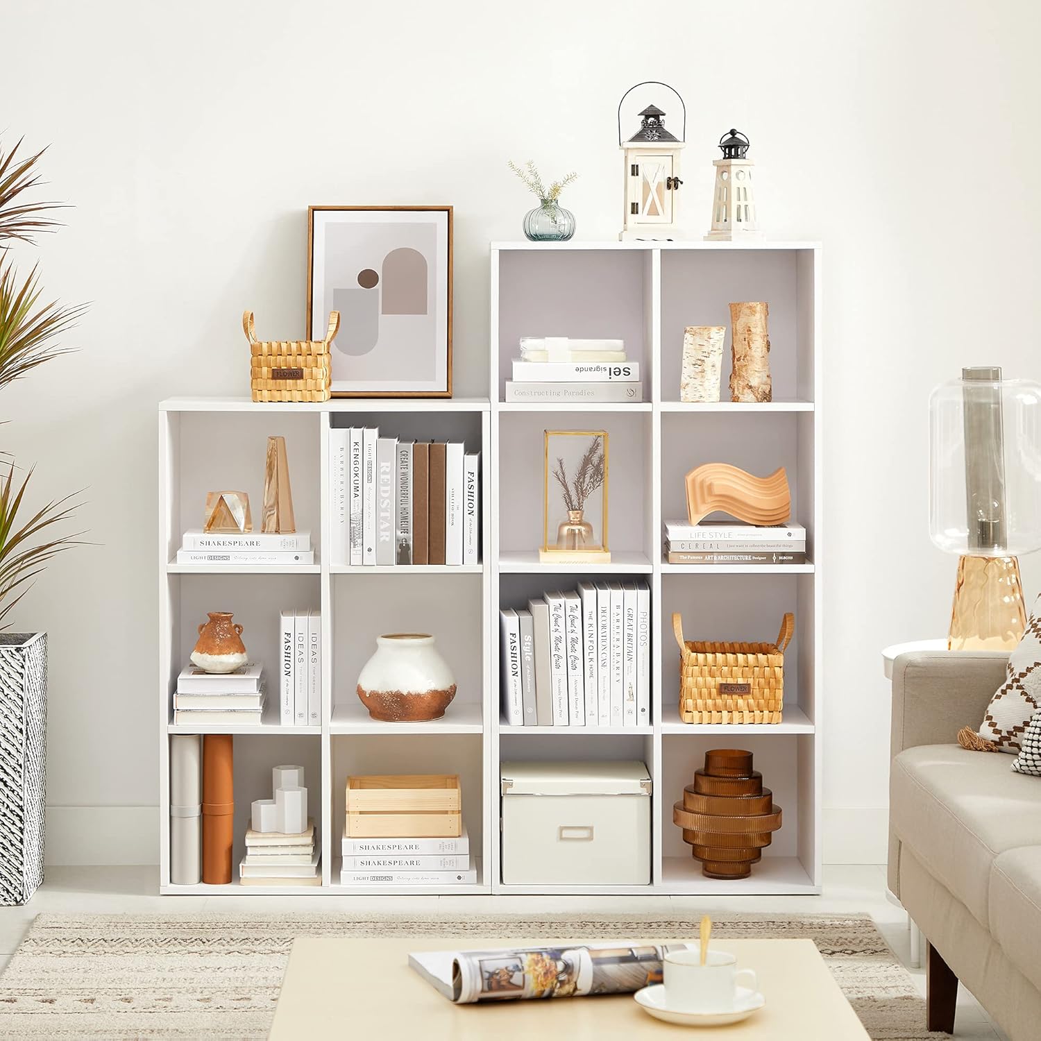 VASAGLE Custos Kollektion - Bücherschrank, Bücherregal, mit 6 Fächern, Büroregal, Würfelregal, Standregal, für Wohnzimmer, Schlafzimmer, Büro, Kinderzimmer, weiß LBC203DV1 — Ansicht 2