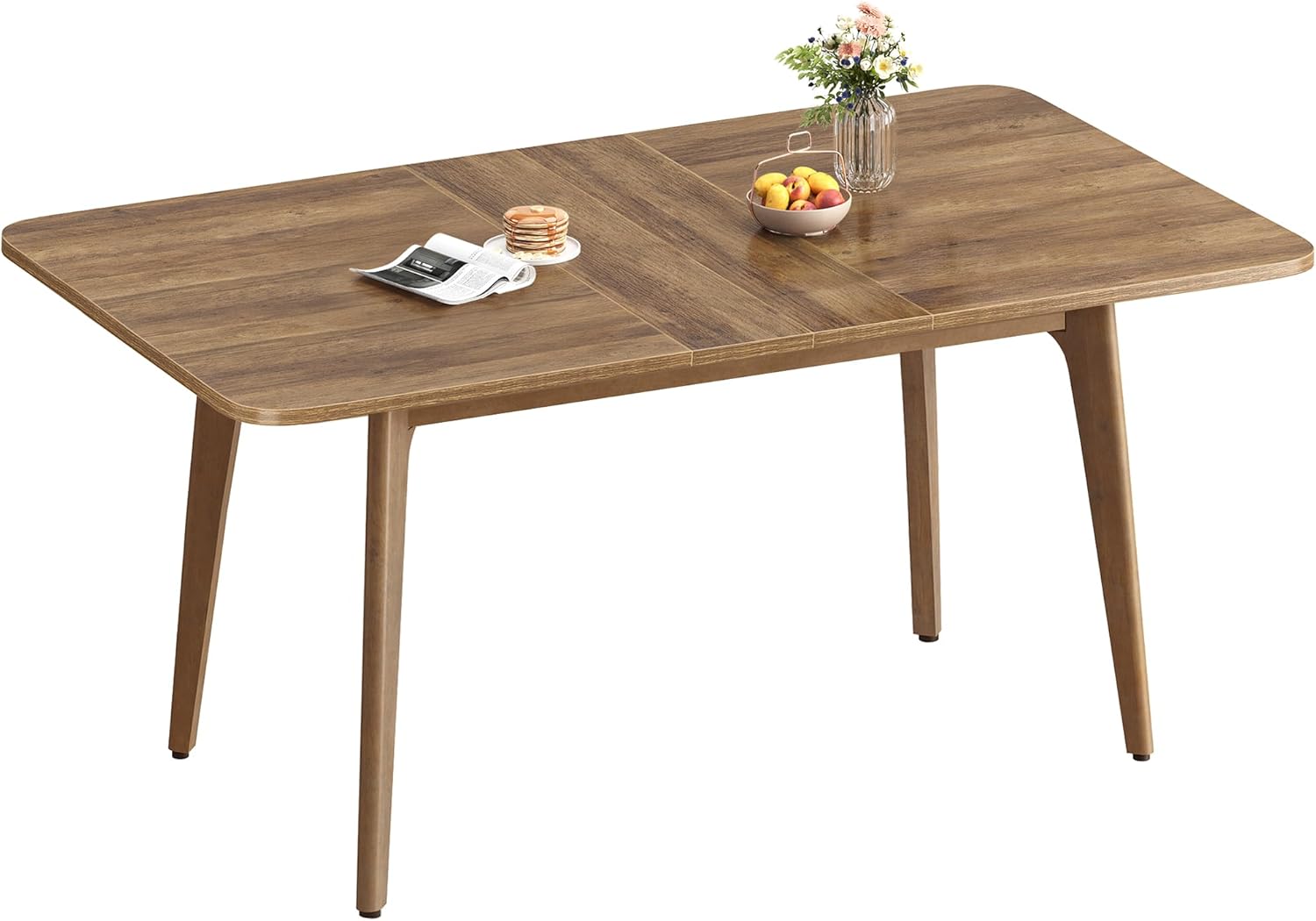 VASAGLE Esstisch, Esszimmertisch, Küchentisch, ausziehbare Tischplatte, 120 kg belastbar, für Esszimmer, Büro, Arbeitszimmer, Schlichtes Design, honigbraun KDT090K01