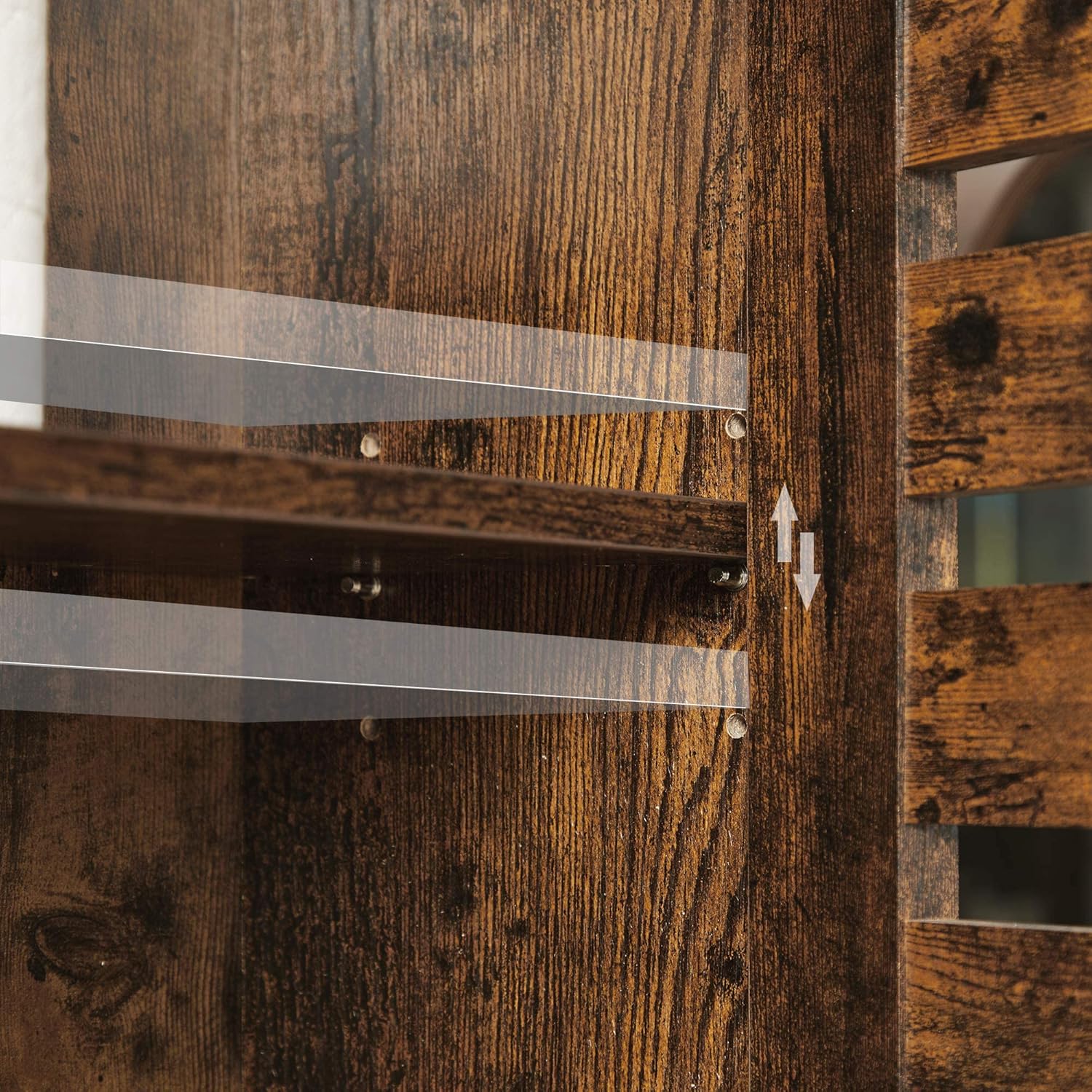 VASAGLE Hängeschrank, Badezimmerschrank, Wandschrank, offenes Fach, höhenverstellbarer Einlegeboden, 2 Türe, 60 x 20 x 70 cm, vintagebraun BBK121X01 — Ansicht 6