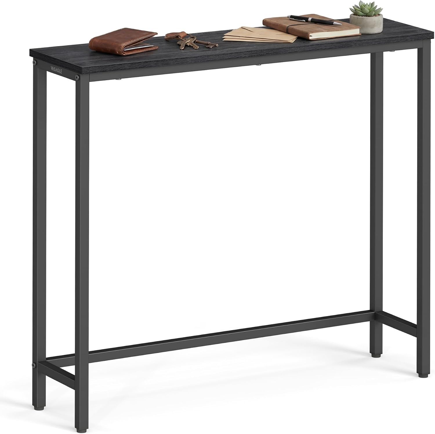 VASAGLE Konsolentisch, Flurtisch, Einteilige Tischplatte, einfache Montage, schmaler Sofatisch, für Flur, Schlafzimmer, Wohnzimmer, 20 x 80 x 81,2 cm, anthrazitgrau-tintenschwarz LNT035BA01