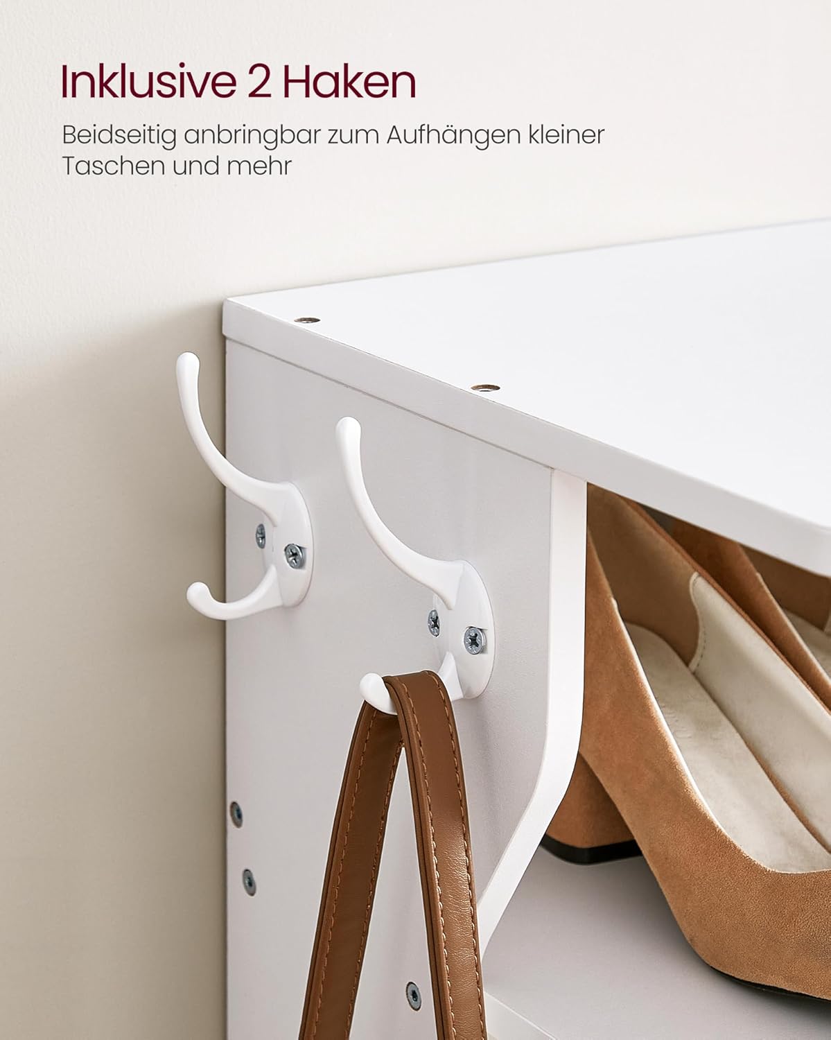 VASAGLE Schuhregal schmal, Standregal mit 7 Ebenen, platzsparend, für Eingangsbereich, Ecke, Schuhablage, weiß LBS200T14 — Ansicht 6