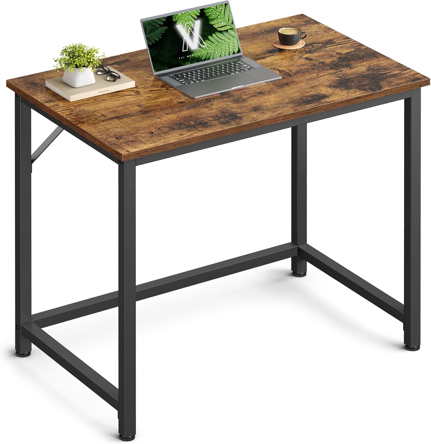 VASAGLE Tisch, Computertisch, Bürotisch, 80 x 50 x 76 cm | Für Arbeitszimmer, Schlafzimmer, Wohnzimmer, vintagebraun-tintenschwarz, LWD038B01V2