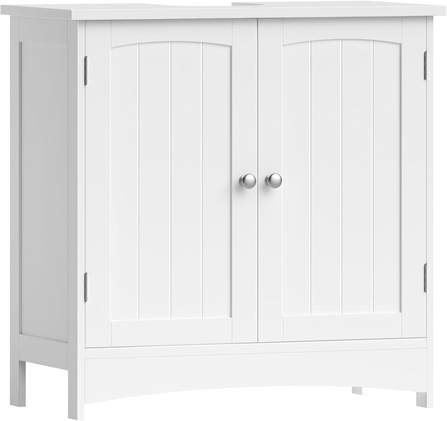 VASAGLE Waschbeckenunterschrank, Unterschrank, Badezimmerschrank, 30 x 60 x 60 cm, 2 Türen, Badschrank, höhenverstellbare Ablage, weiß BBC01WT