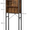 VASAGEL Badregal mit Schrank, Stahlgestell, einfache Montage, Industrie‑Design, 64 x 24 x 171 cm