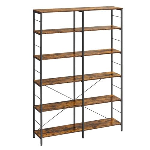 VASAGLE Bücherregal 6‑Ebenen Industrie‑Design 30×120×170 cm vintagebraun‑tintenschwarz