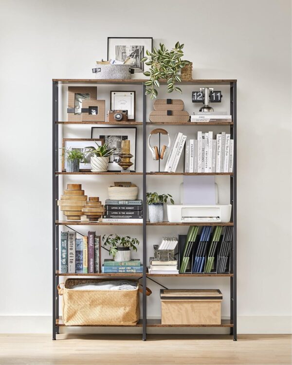VASAGLE Bücherregal 6‑Ebenen Industrie‑Design 30×120×170 cm vintagebraun‑tintenschwarz