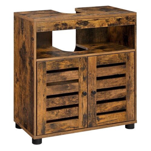 VASAGLE Waschbeckenunterschrank 60 x 30 x 63 cm 2‑Lamellentüren verstellbare Regalebene