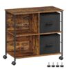 VASAGLE Aktenschrank 2 Stoffschubladen offene Ablagen vintagebraun‑tintenschwarz A4‑Kompatibel