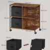 VASAGLE Aktenschrank 2 Stoffschubladen offene Ablagen vintagebraun‑tintenschwarz A4‑Kompatibel