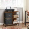 VASAGLE Aktenschrank 2 Stoffschubladen offene Ablagen vintagebraun‑tintenschwarz A4‑Kompatibel