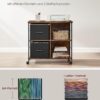 VASAGLE Aktenschrank 2 Stoffschubladen offene Ablagen vintagebraun‑tintenschwarz A4‑Kompatibel