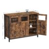 VASAGLE Sideboard Glastüren Stahlrahmen Industriestil Vintage Braun/Tintenschwarz