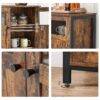 VASAGLE Sideboard Glastüren Stahlrahmen Industriestil Vintage Braun/Tintenschwarz