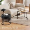 VASAGLE Couchtisch 2er‑Set runder Tisch versteckter Stauraum, Vintage‑Braun/Schwarz