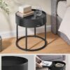 VASAGLE Couchtisch 2er‑Set runder Tisch versteckter Stauraum, Vintage‑Braun/Schwarz