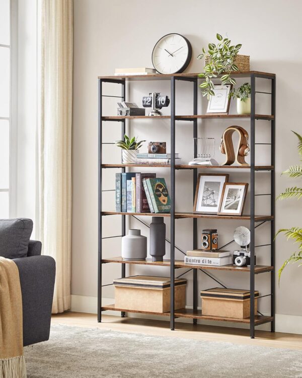 VASAGLE Bücherregal 6‑Ebenen Industrie‑Design 30×120×170 cm vintagebraun‑tintenschwarz