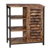 VASAGLE Aufbewahrungsmöbel Sideboard – 3 Regale, Türfach, Stahlrahmen, Industriestil, Braun/Schwarz