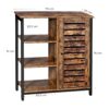VASAGLE Aufbewahrungsmöbel Sideboard – 3 Regale, Türfach, Stahlrahmen, Industriestil, Braun/Schwarz