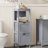 VASAGLE Badezimmerschrank freistehend 2 Schubladen + offenes Fach, modern Taubengrau