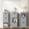 VASAGLE Badezimmerschrank freistehend 2 Schubladen + offenes Fach, modern Taubengrau