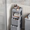 VASAGLE Badezimmerschrank freistehend 2 Schubladen + offenes Fach, modern Taubengrau