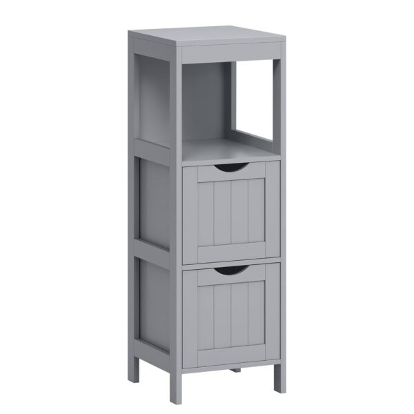 VASAGLE Badezimmerschrank freistehend 2 Schubladen + offenes Fach, modern Taubengrau