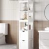 VASAGLE Badezimmerschrank 2 Schubladen, offene Fächer, freistehend, modern weiß