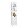 VASAGLE Badezimmerschrank 2 Schubladen, offene Fächer, freistehend, modern weiß