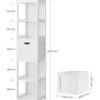 VASAGLE Badezimmerschrank 2 Schubladen, offene Fächer, freistehend, modern weiß
