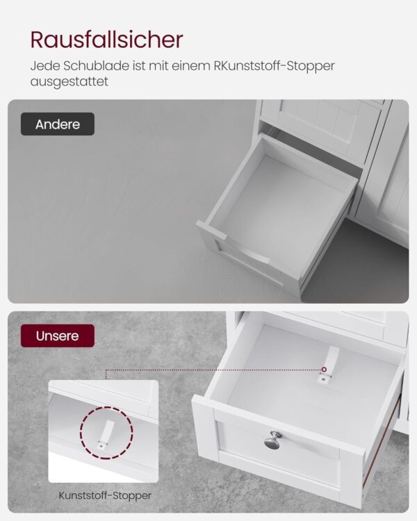 VASAGLE Badezimmerschrank 3 Schubladen + Tür, verstellbare Ablage, 30×60×80 cm