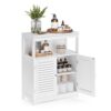 VASAGLE Badezimmerschrank 30x60x80 cm, 2‑Tür, offenes Fach, weiß