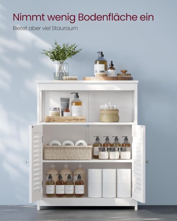 VASAGLE Badezimmerschrank 30x60x80 cm, 2‑Tür, offenes Fach, weiß