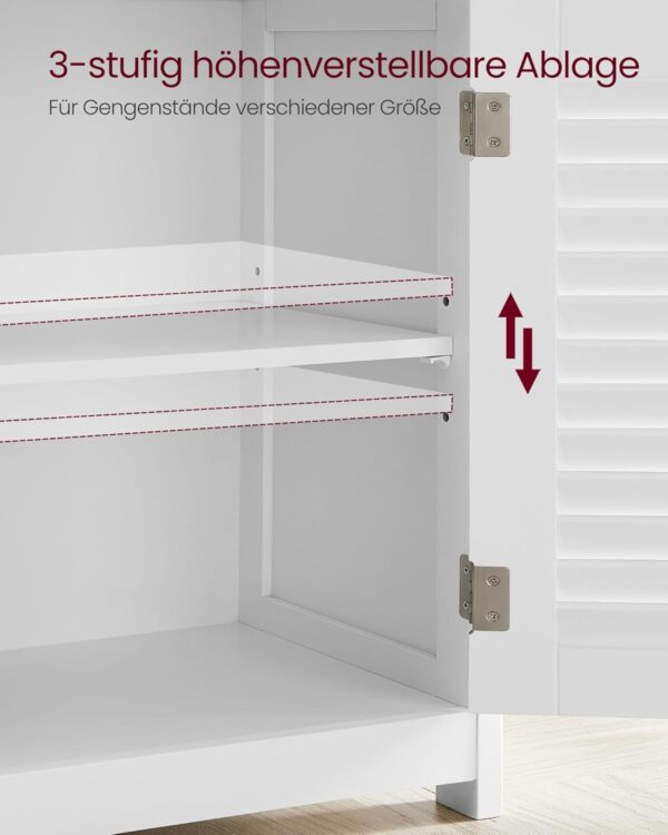VASAGLE Badezimmerschrank 30x60x80 cm, 2‑Tür, offenes Fach, weiß