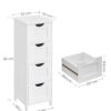 VASAGLE Badezimmerschrank 4‑Schubladen, kompakt 30×30×82 cm, modernes Weiß