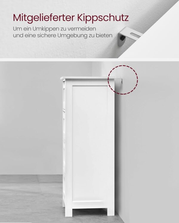 VASAGLE Badezimmerschrank 4‑Schubladen, kompakt 30×30×82 cm, modernes Weiß