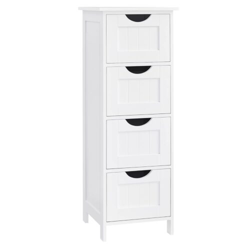 VASAGLE Badezimmerschrank 4‑Schubladen, kompakt 30×30×82 cm, modernes Weiß