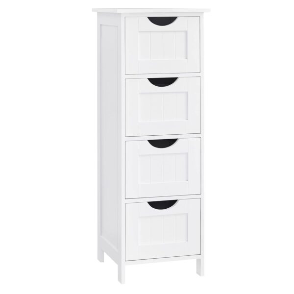 VASAGLE Badezimmerschrank 4‑Schubladen, kompakt 30×30×82 cm, modernes Weiß