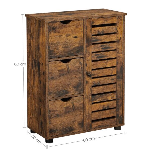 VASAGLE Badschrank 3‑Schubladen, Schranktür, verstellbare Ablage, vintagebraun​