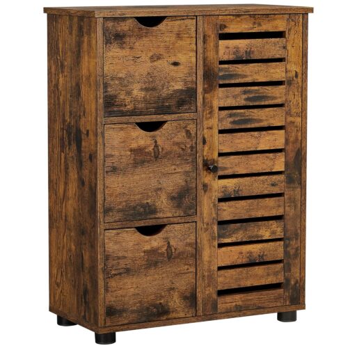 VASAGLE Badschrank 3‑Schubladen, Schranktür, verstellbare Ablage, vintagebraun​