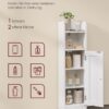 VASAGLE Badschrank, schmales Badregal, verstellbare Ablagen, platzsparend, weiß