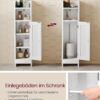 VASAGLE Badschrank, schmales Badregal, verstellbare Ablagen, platzsparend, weiß