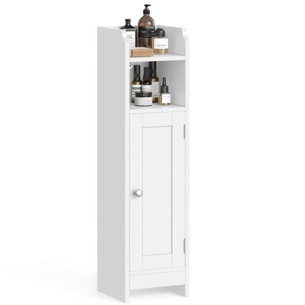 VASAGLE Badschrank, schmales Badregal, verstellbare Ablagen, platzsparend, weiß