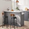 VASAGLE Barhocker 2er – PU‑Bezug, Fußstütze, vintagebraun‑tintenschwarz