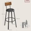 VASAGLE Barhocker 2er – PU‑Bezug, Fußstütze, vintagebraun‑tintenschwarz